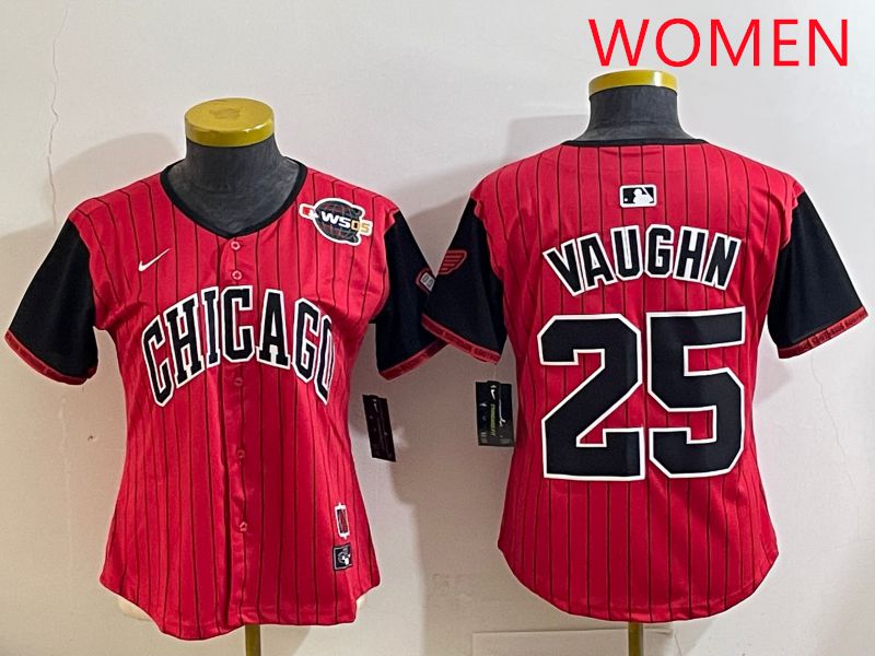 Women 2025 Chicago White Sox #25 Vaughn Red Joint Name Nike MLB Jersey style 33->women mlb jersey->Women Jersey
